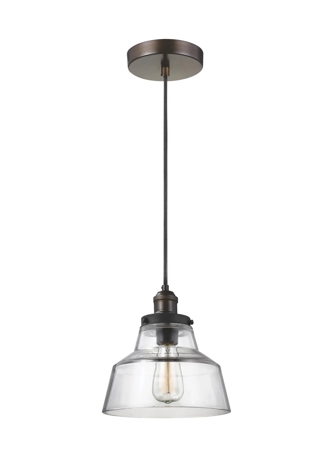 Baskin One Light Pendant in Painted Aged Brass / Dark Weathered Zinc