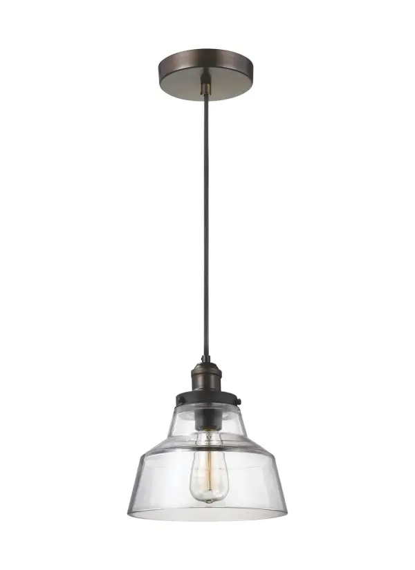 The Baskin pendant combines clean modern lines with industrial warmth through its mixed metal finish and clear glass shade. Designed by Sean Lavin, it showcases Edison-style bulbs as a focal point while maintaining versatility across decor styles.