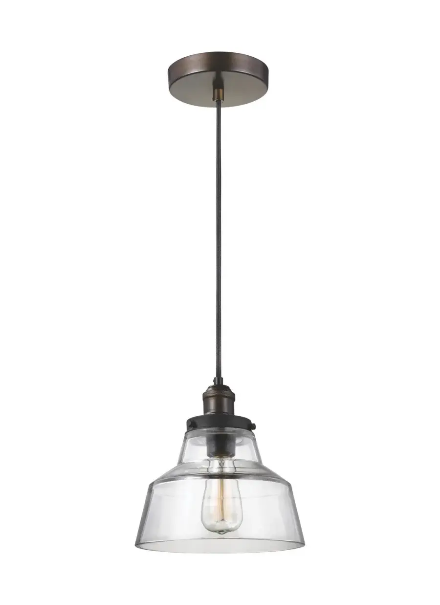 Baskin One Light Pendant in Painted Aged Brass / Dark Weathered Zinc