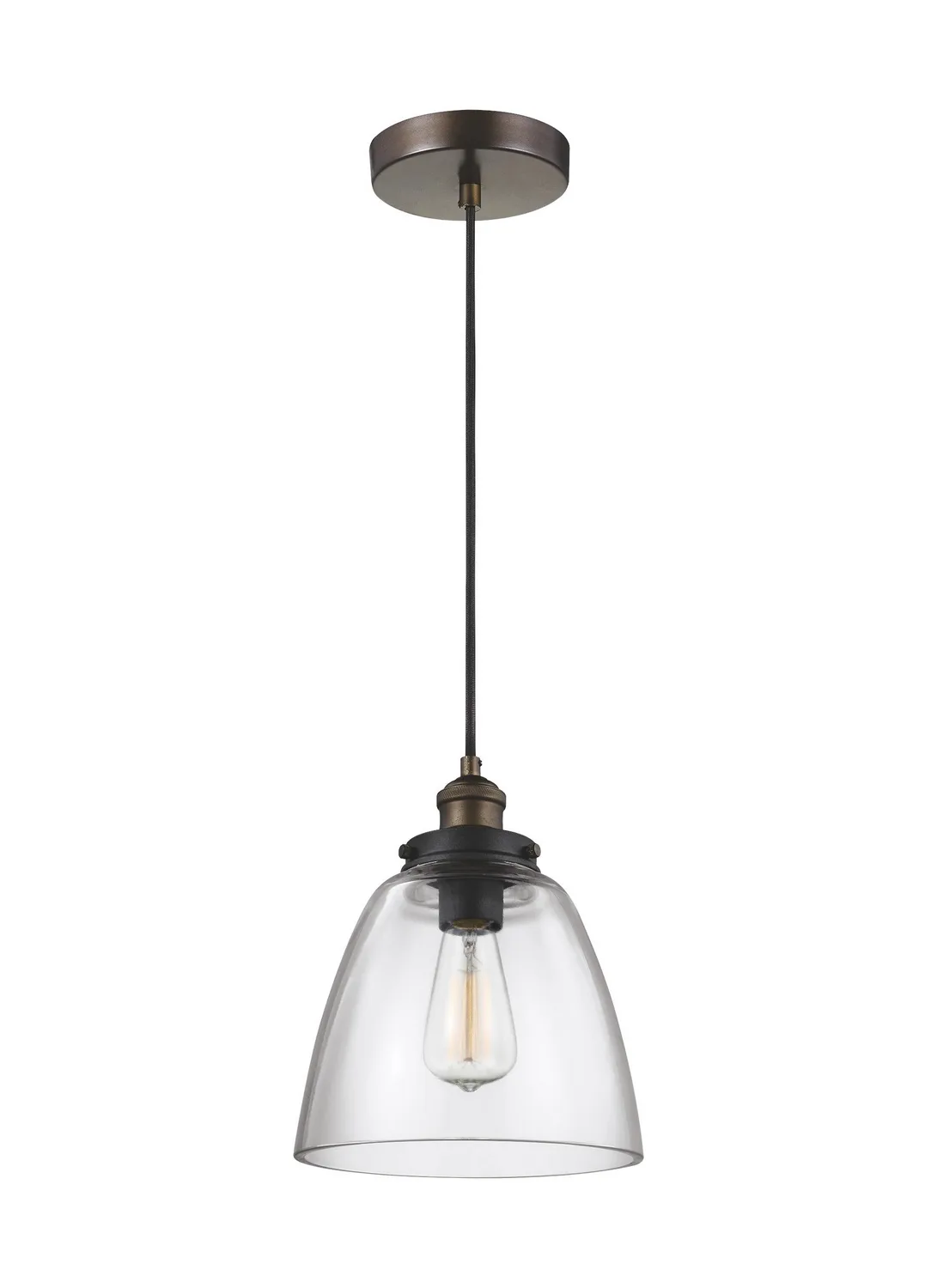 Baskin One Light Pendant in Painted Aged Brass / Dark Weathered Zinc