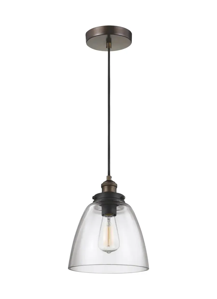 Baskin One Light Pendant in Painted Aged Brass / Dark Weathered Zinc