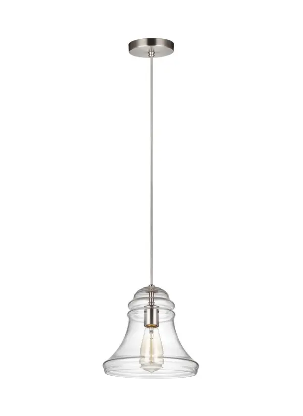 The Doyle mini pendant combines artisanal hand-blown glass craftsmanship with versatile traditional styling. Its spindle-inspired clear glass shade pairs beautifully with Edison bulbs for period-authentic charm across Colonial, nautical, and European-inspired interiors.