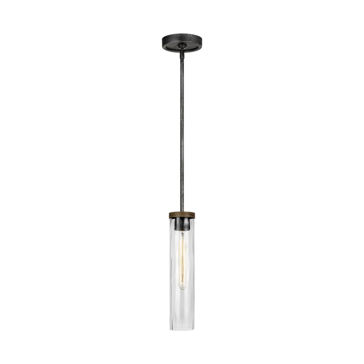 Angelo One Light Pendant in Distressed Weathered Oak / Slate Grey Metal