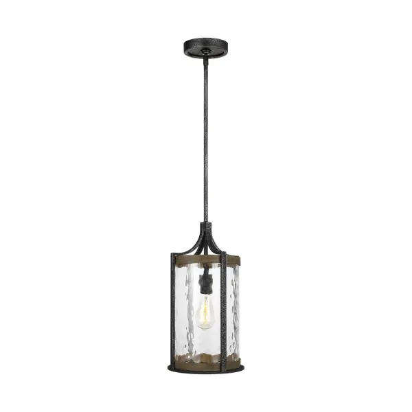 Angelo One Light Pendant in Distressed Weathered Oak / Slate Grey Metal