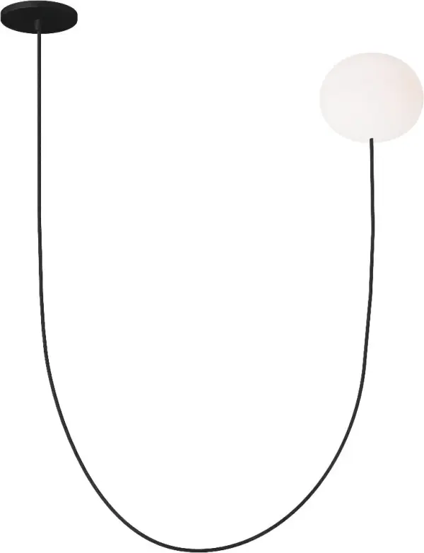 Helium Small 1-Light Chandelier in Matte Black with Opal Etched Glass - Image 1