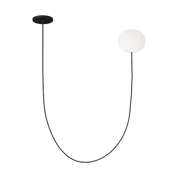 Helium Small 1-Light Chandelier in Matte Black with Opal Etched Glass - Image 2