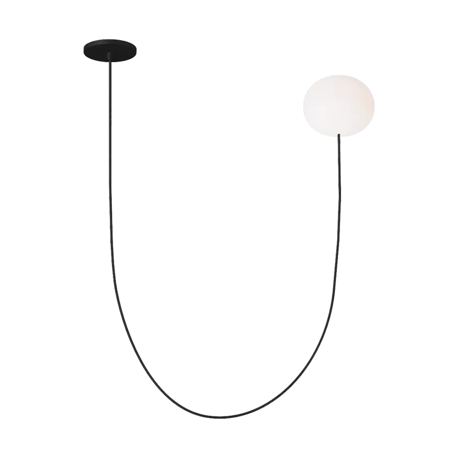 Helium Small 1-Light Chandelier in Matte Black with Opal Etched Glass - Image 2
