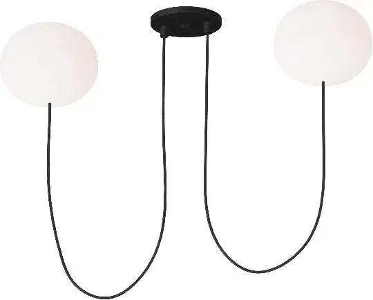 Helium Small 2-Light Chandelier in Matte Black with Opal Etched Glass - Image 1