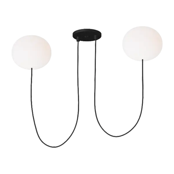 Helium Small 2-Light Chandelier in Matte Black with Opal Etched Glass - Image 2
