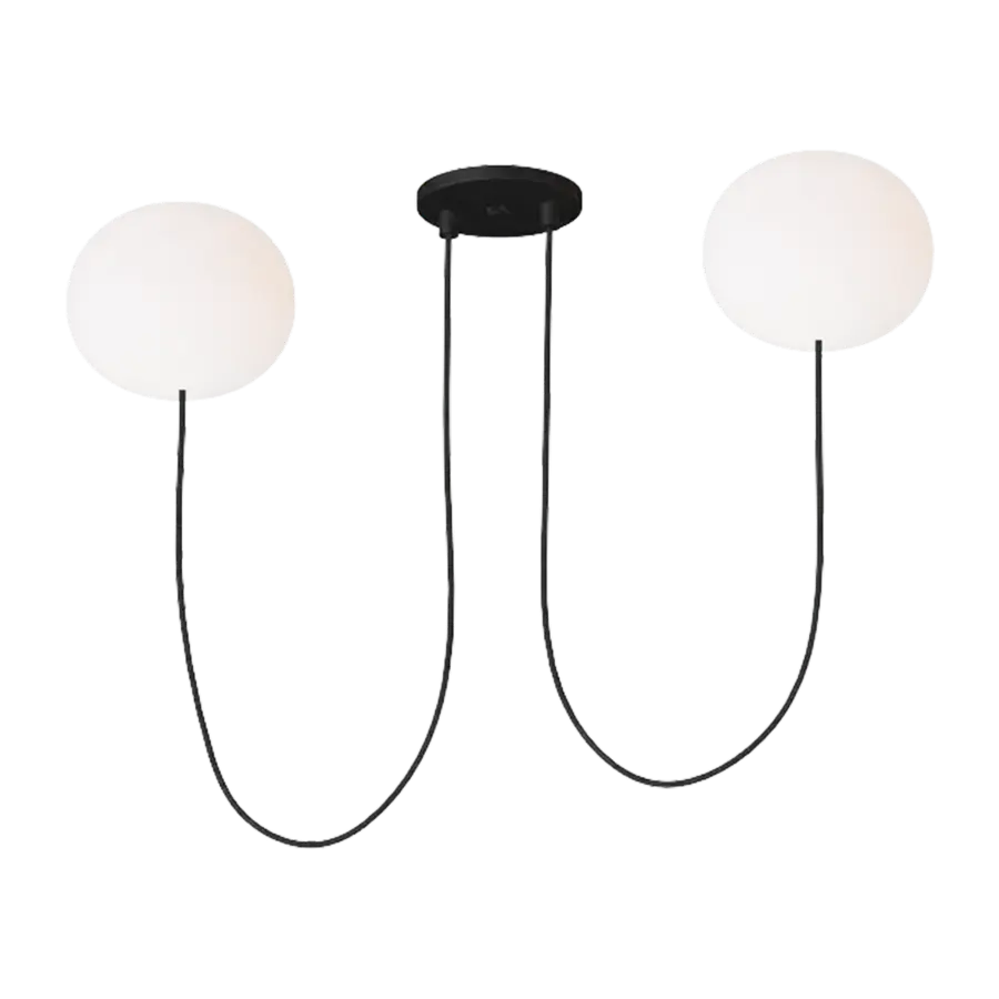 Helium Small 2-Light Chandelier in Matte Black with Opal Etched Glass - Image 2