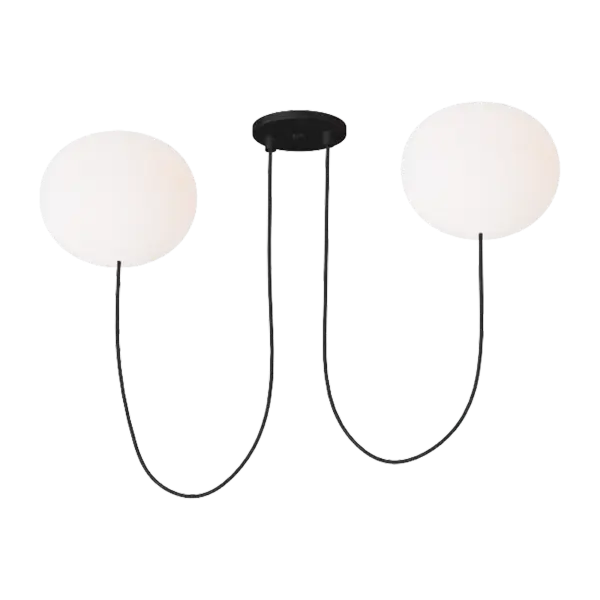 Sleek Contemporary Chandelier with Warm Opal Glow - Image 2