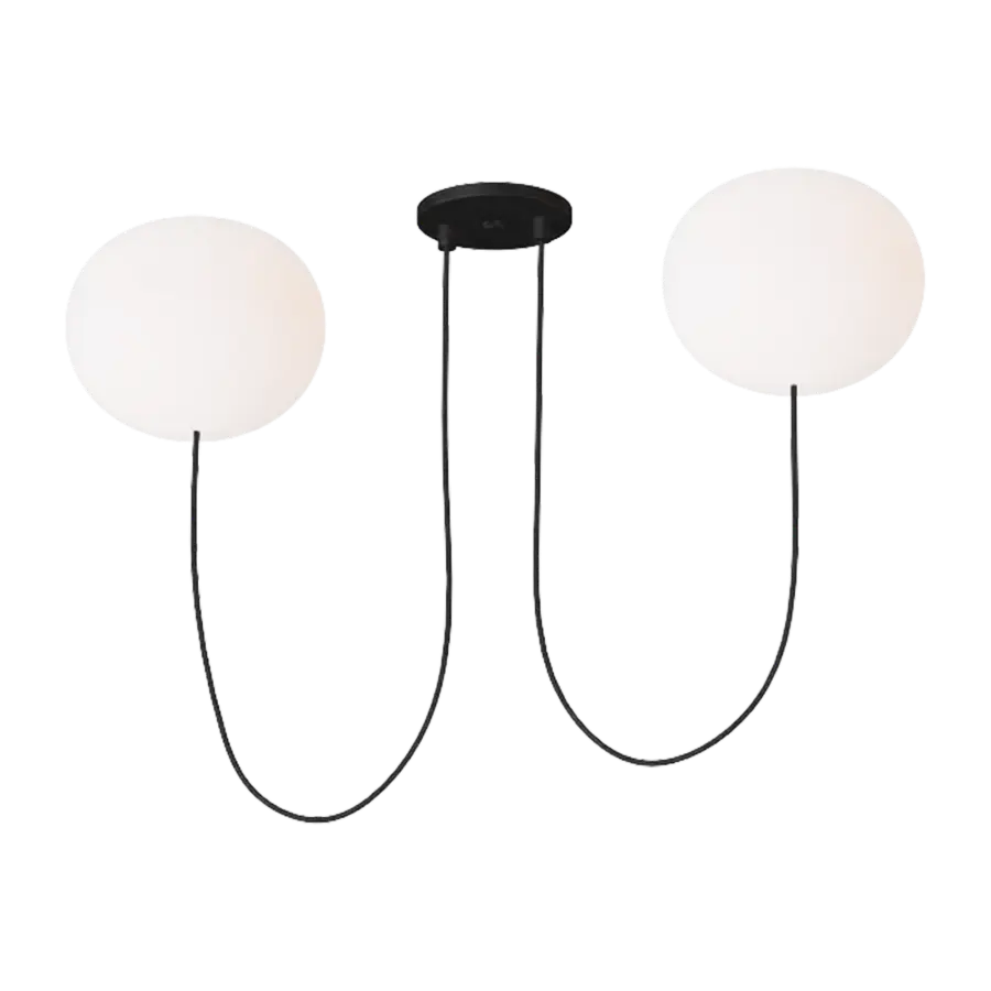 Sleek Contemporary Chandelier with Warm Opal Glow - Image 2