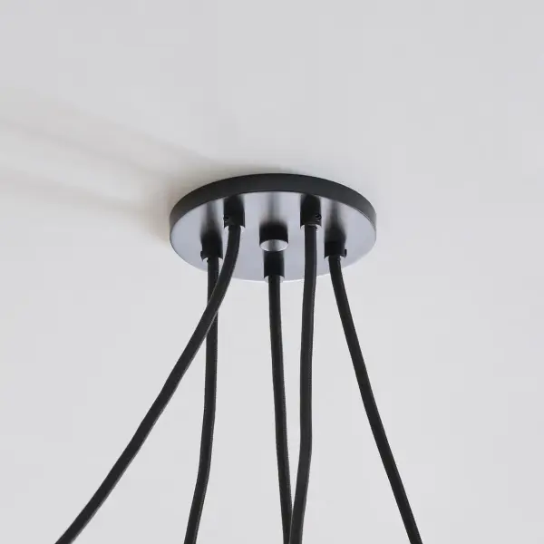 Helium Medium 5-Light Chandelier in Matte Black with Opal Etched Glass - Image 5