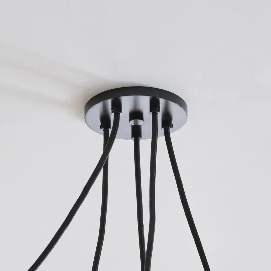 Helium Medium 5-Light Chandelier in Matte Black with Opal Etched Glass - Image 5