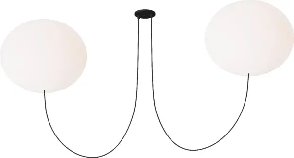 The Helium X-Large chandelier delivers dramatic scale with minimalist sophistication. Its matte black finish and opal etched glass globes create a striking contrast, while 2700K integrated LED provides warm, inviting illumination.