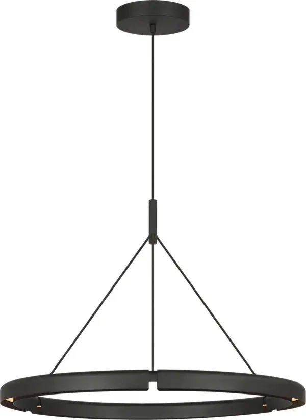 The Cloak 30 Chandelier by Peter Bristol combines architectural form with functional brilliance. Its folded metal design conceals the light source while directing illumination precisely, creating drama without glare in dining and living spaces.