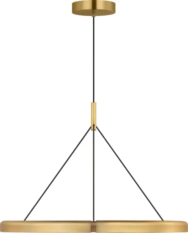 The Cloak 30 Chandelier by Peter Bristol combines architectural sophistication with functional brilliance. Its folded metal forms conceal the light source while directing illumination precisely, creating ambient lighting without glare. - alternate view