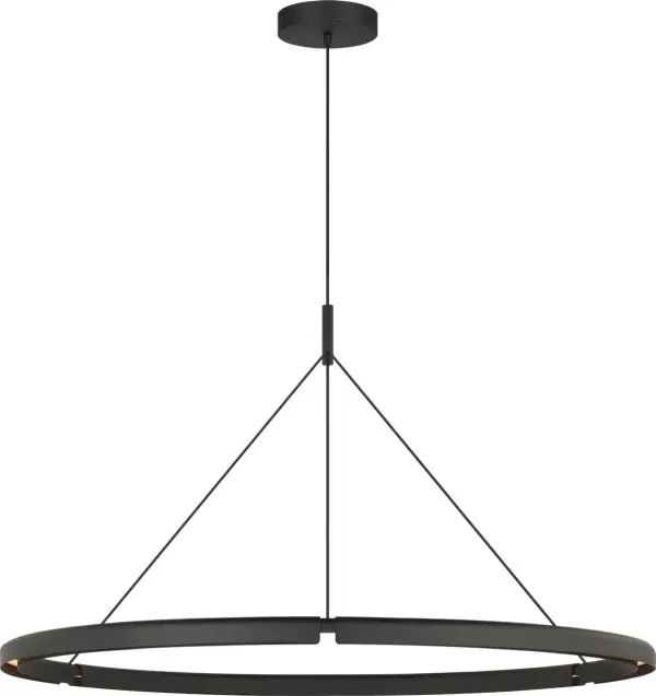 Peter Bristol's Cloak 48" Chandelier transforms functional lighting into sculptural art. Its folded metal forms conceal light sources to eliminate glare while directing illumination precisely where needed. Perfect for large spaces.