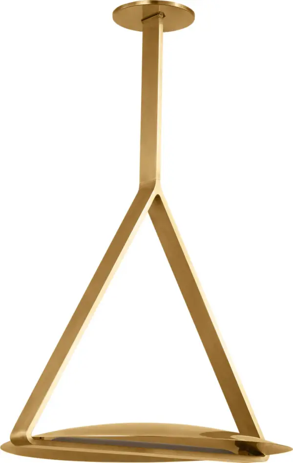 The Cymbal Large Pendant delivers bold contemporary style with its distinctive circular form and warm Natural Brass finish. High-quality 2700K LED with 90 CRI ensures beautiful color rendering for residential and hospitality spaces.