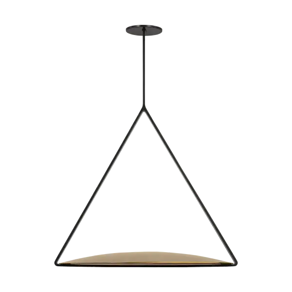 The Cymbal X-Large Pendant combines dramatic scale with refined mixed metal finishes. Dark Bronze and Natural Brass create visual depth while the 2700K warm LED provides inviting illumination with exceptional 90 CRI color rendering.