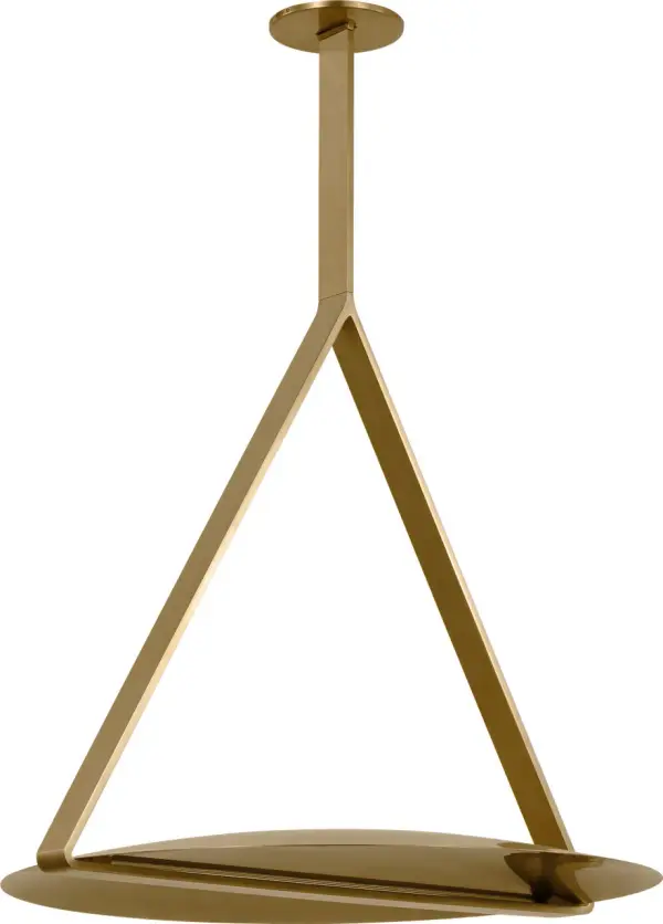 The Cymbal X-Large Pendant makes a dramatic architectural statement with its expansive scale and warm Natural Brass finish. Featuring integrated 2700K LED with 90 CRI for exceptional color rendering, this fixture delivers both visual impact and superior lighting quality for large spaces. - alternate view