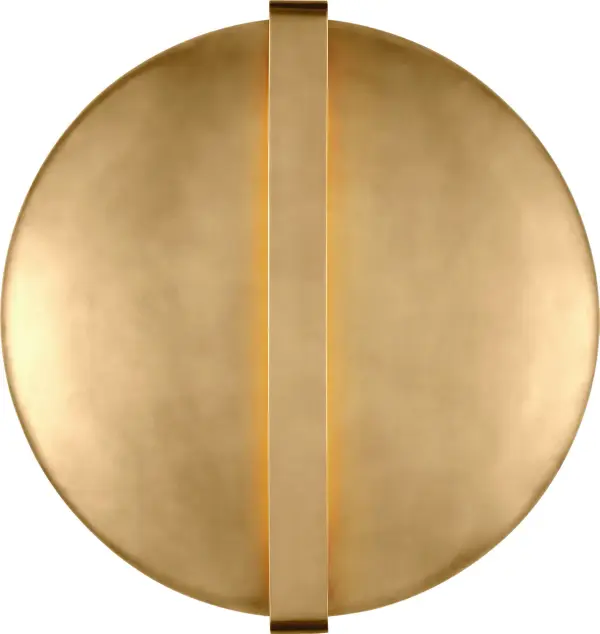 The Cymbal Large Sconce combines contemporary design with premium Natural Brass finish and integrated 2700K LED technology. Its substantial size makes a bold statement while delivering warm, high-quality light with 90 CRI.