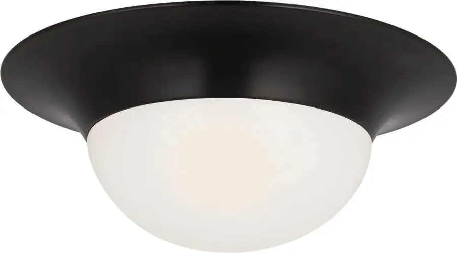 Cluny 18" Flush Mount in Bronze with White Glass - Image 1