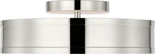 The Dupont 12" Semi Flush combines timeless design with versatile styling. Its polished nickel finish and compact profile make it ideal for spaces with lower ceilings or smaller rooms requiring refined illumination. - alternate view