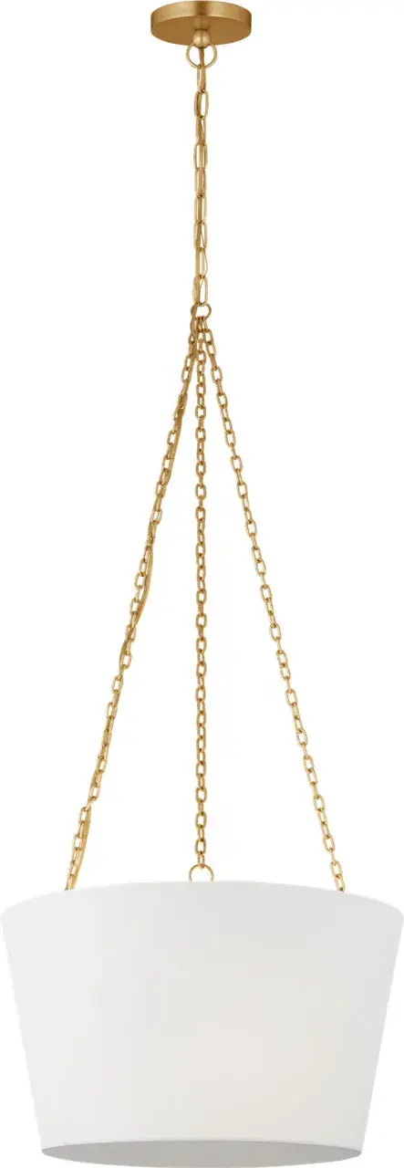 The Herve hanging shade combines timeless elegance with contemporary versatility. Its 18-inch diameter and luxurious gild finish create a warm, inviting ambiance perfect for dining and living spaces.