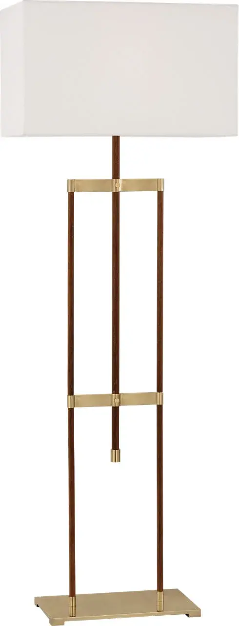 The Alda floor lamp combines antique-burnished brass with rich walnut wood for a refined, versatile lighting solution. At 57" tall with adjustable features, it delivers both ambient and task lighting with timeless style. - alternate view