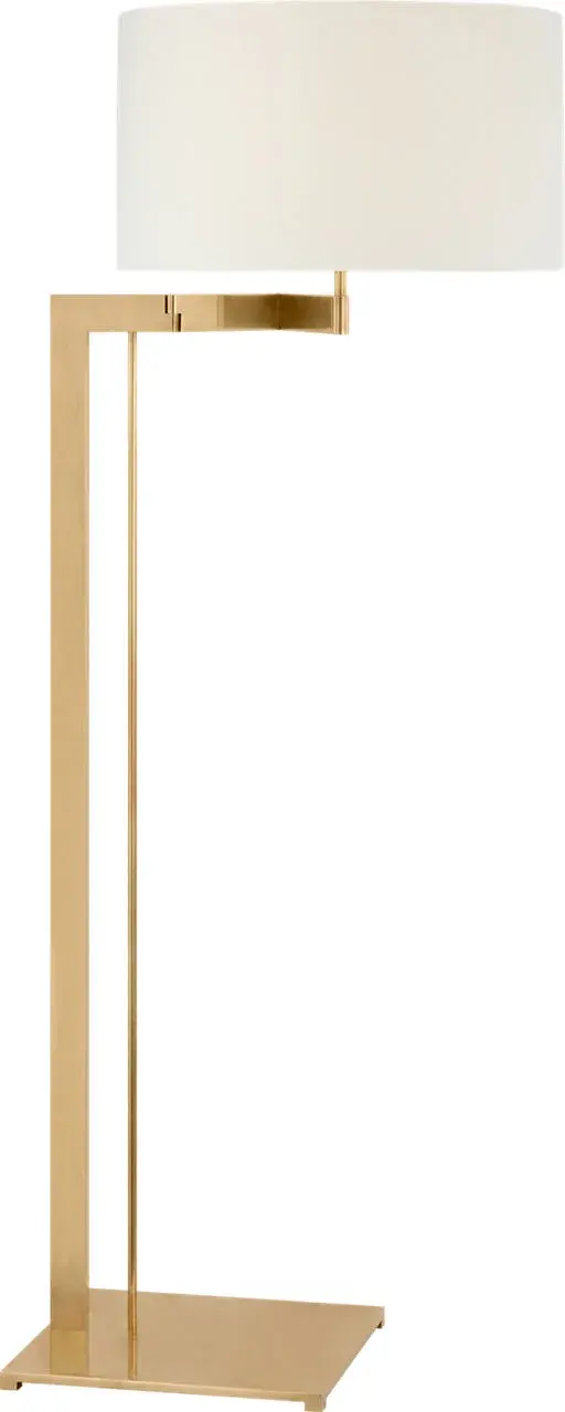 Amell 55" Articulating Floor Lamp in Antique-Burnished Brass with Linen Shade - Image 3
