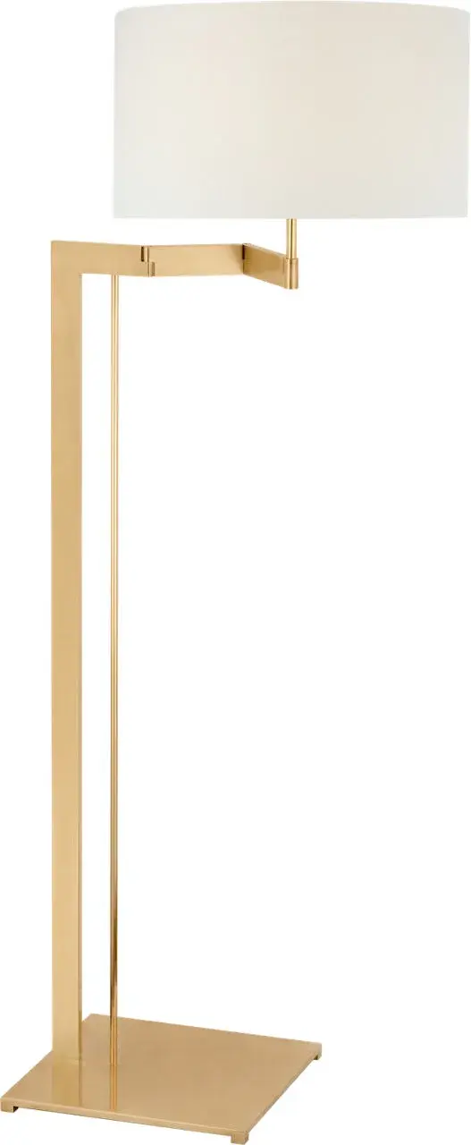 Amell 55" Articulating Floor Lamp in Antique-Burnished Brass with Linen Shade - Image 4