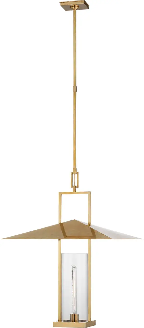 Amity 23" Lantern in Antique-Burnished Brass with Clear Glass - Image 1