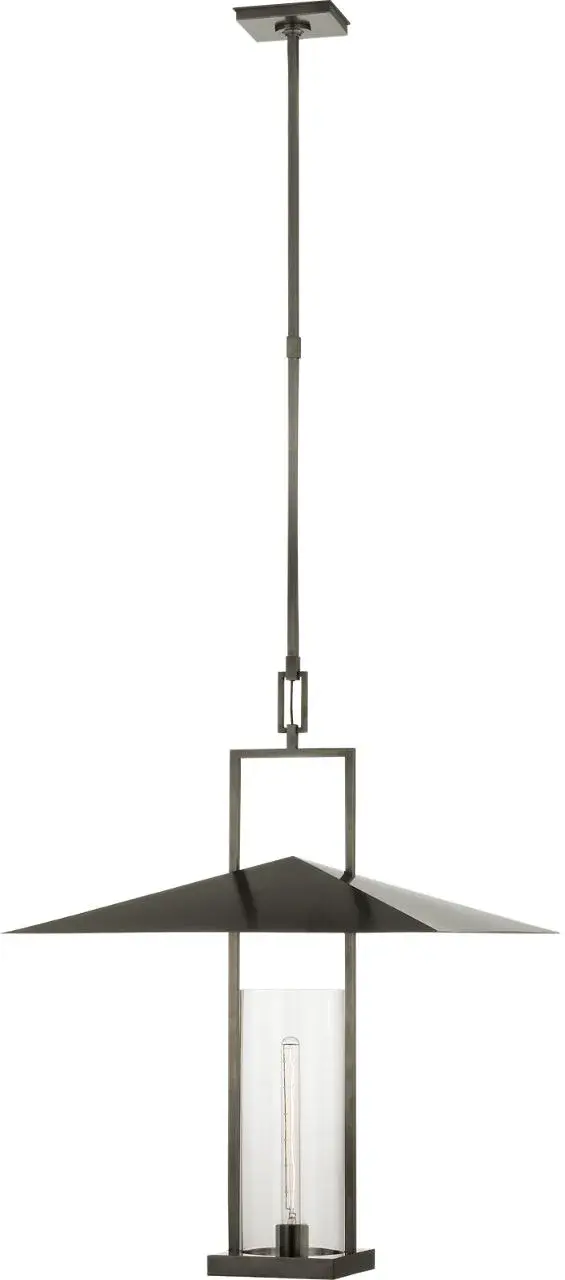 The Amity 23" Lantern combines classic lantern styling with a refined bronze and antique-burnished brass finish. Clear glass panels showcase the light while the substantial 23" size makes a statement in foyers and dining spaces.