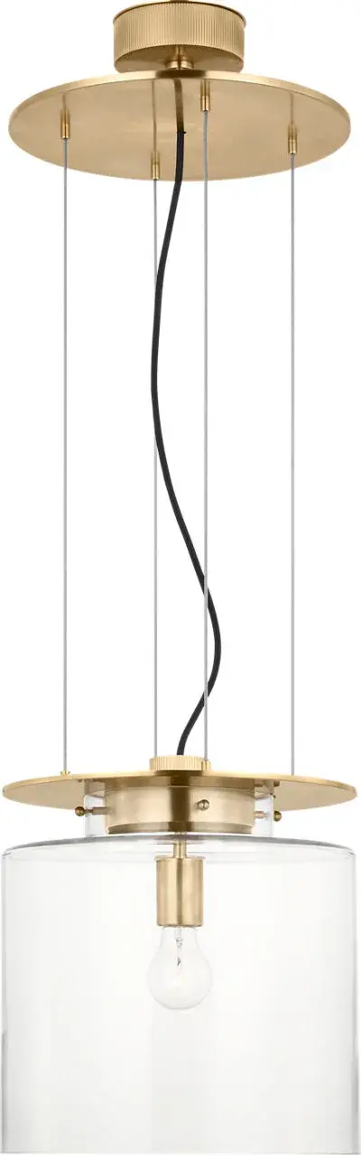 Elegant Floating Pendant with Timeless Brass and Glass Design - Image 1