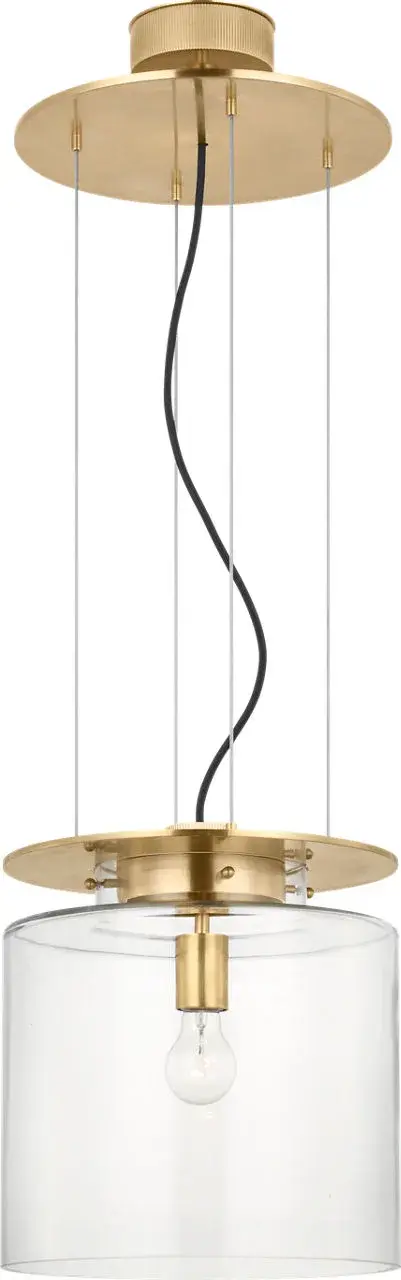 Elegant Floating Pendant with Timeless Brass and Glass Design - Image 2