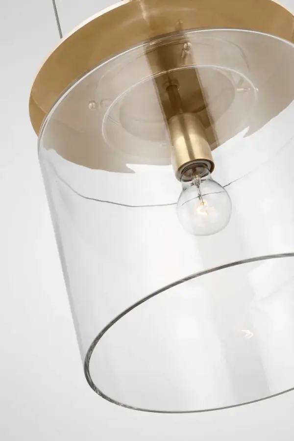 Elegant Floating Pendant with Timeless Brass and Glass Design - Image 3