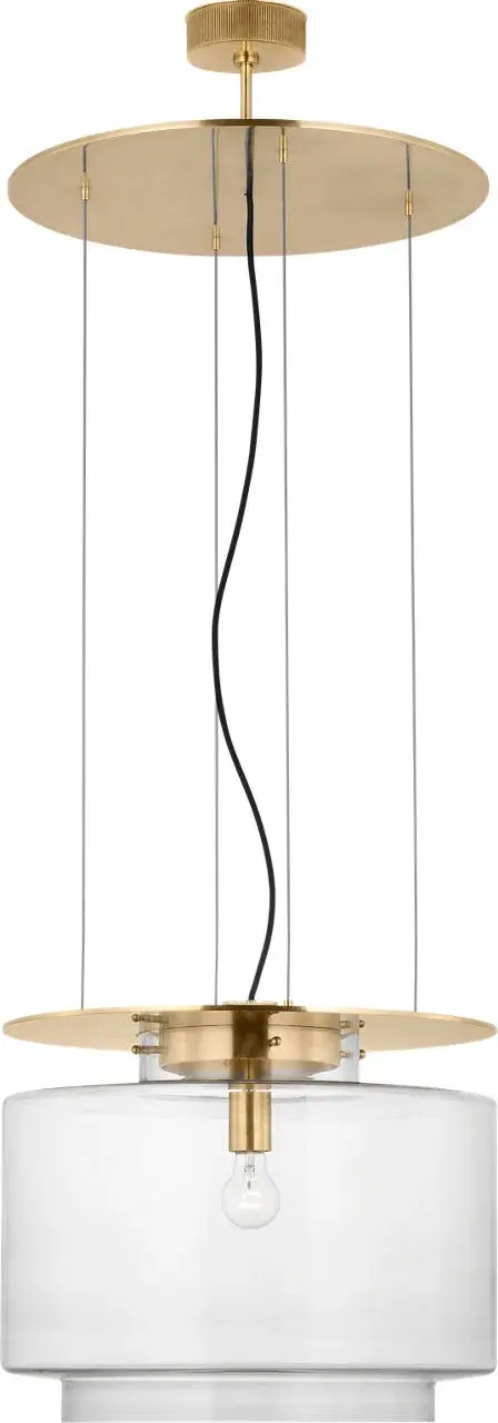 Sophisticated Floating Pendant with Timeless Brass and Glass Design - Image 1