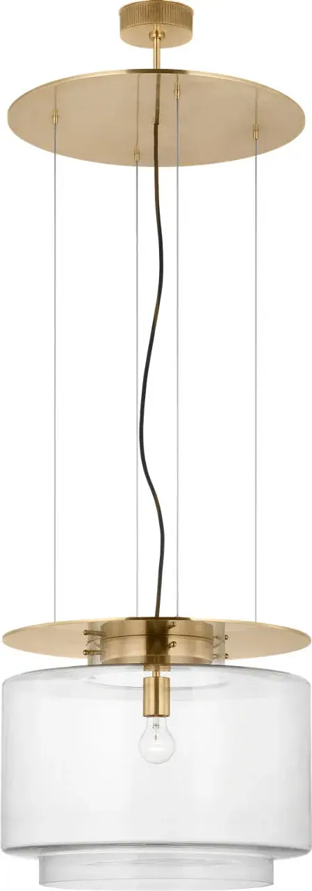 Sophisticated Floating Pendant with Timeless Brass and Glass Design - Image 2