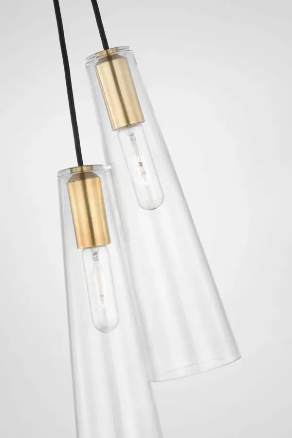 Osvaldo 4" Double Pendant in Antique-Burnished Brass with Clear Glass - Image 3