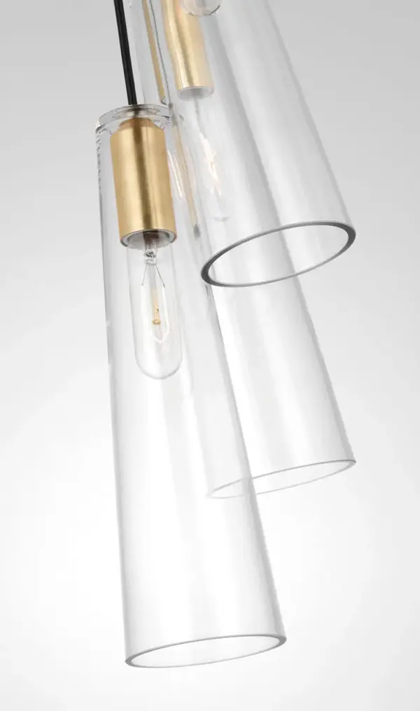 Osvaldo 4" Triple Pendant in Antique-Burnished Brass with Clear Glass - Image 3