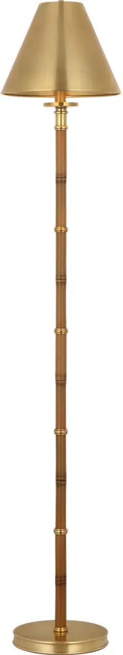 The Dalfern combines warm waxed bamboo with natural brass accents in a sophisticated 53-inch floor lamp. Its cordless design offers placement flexibility while the adjustable reading light provides focused illumination. - alternate view