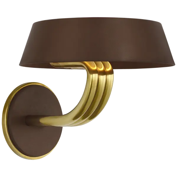The Hudson St. 8" Sconce combines natural brass metalwork with luxurious carob leather wrapping, creating a refined fixture that adds warmth and texture to any space. Perfect for flanking mirrors or artwork.