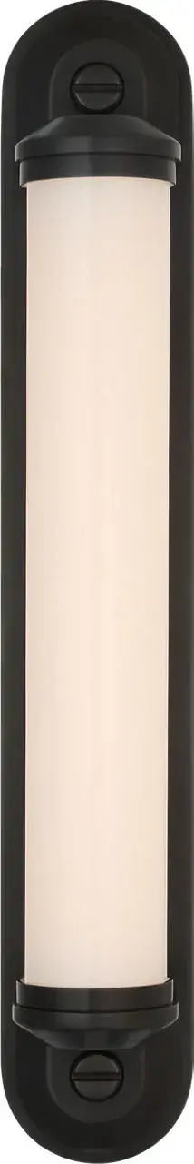 The Belgrave 18" Linear Bath Light combines traditional elegance with practical bathroom lighting. Its bronze finish and white glass shades create a warm, inviting ambiance perfect for vanity areas. - alternate view