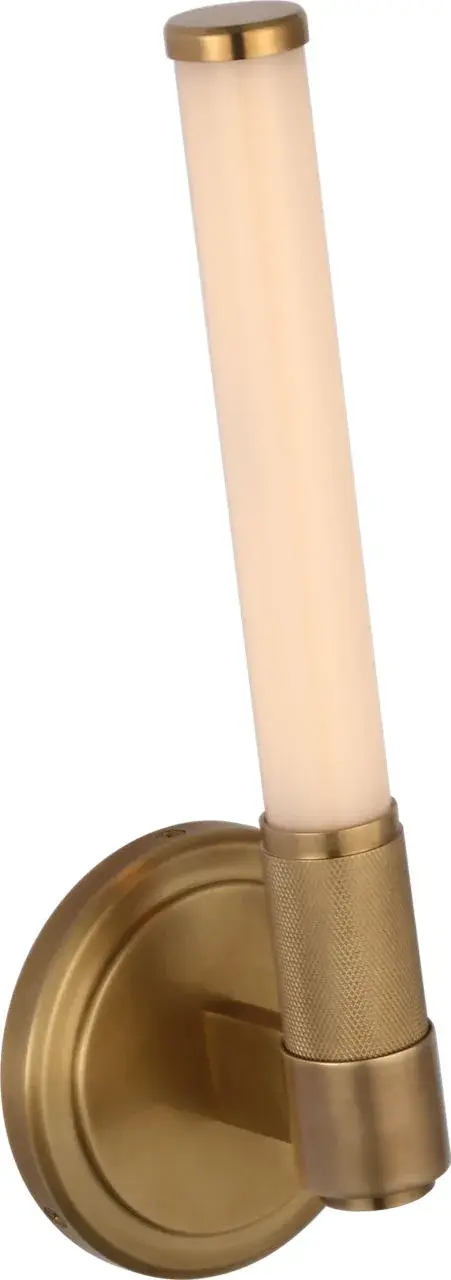 Barrett 13" Single Bath Light in Natural Brass with White Glass - Image 3