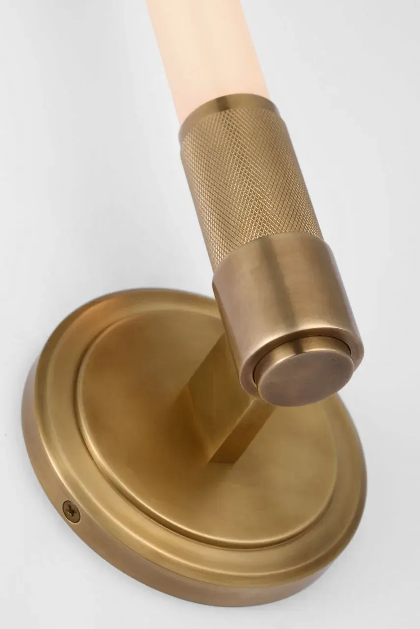 Barrett 13" Single Bath Light in Natural Brass with White Glass - Image 5