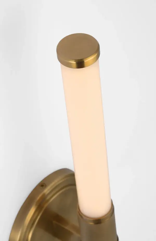 Barrett 13" Single Bath Light in Natural Brass with White Glass - Image 6