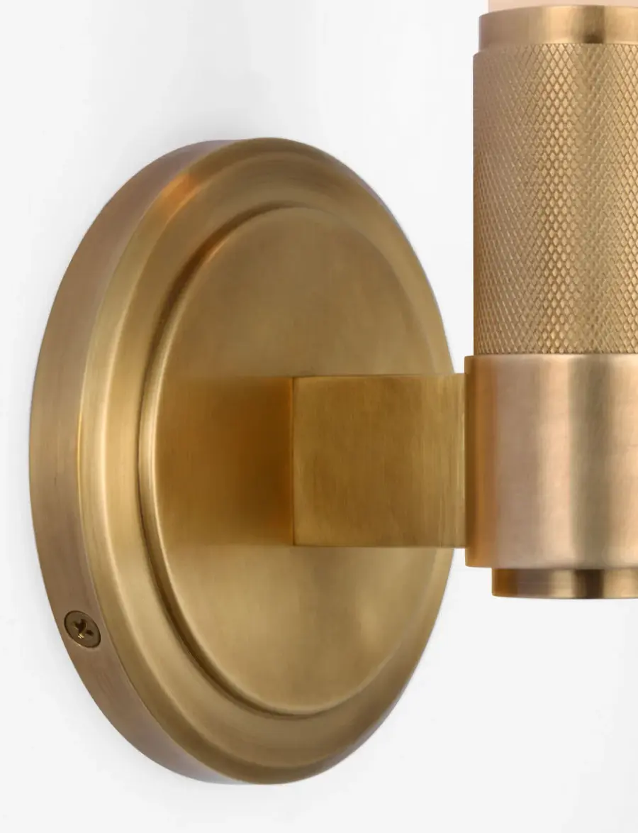 Barrett 13" Single Bath Light in Natural Brass with White Glass - Image 8