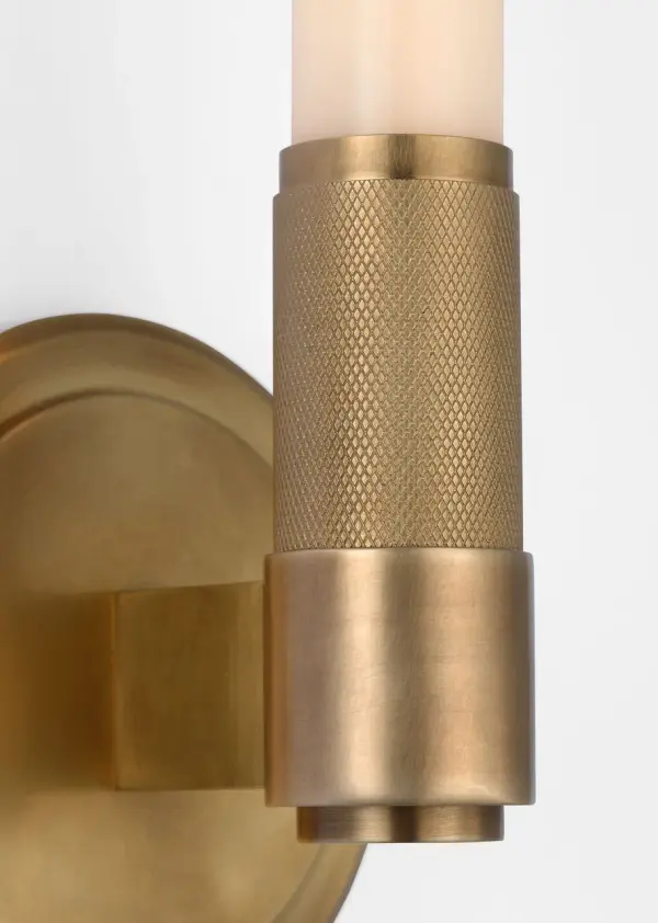 Barrett 13" Single Bath Light in Natural Brass with White Glass - Image 9