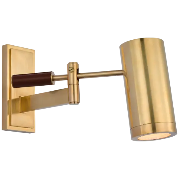 The Grant combines industrial prismatic glass with warm natural brass and saddle leather accents. Its articulating arm provides flexible task lighting, making it ideal for reading nooks and workspaces.